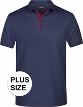 Grote maten polo shirt Golf Pro premium navy/rood voor heren - Navy blauwe  plus size... | bol.com