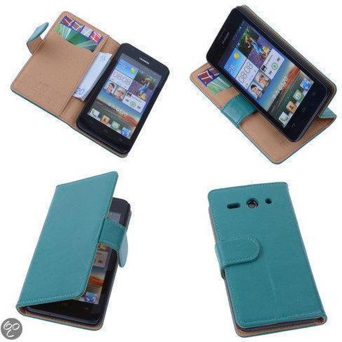 PU Leder Groen Hoesje Huawei Ascend G730 Book/Wallet Case/Cover