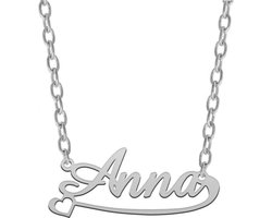 Zilveren naamketting met hartje