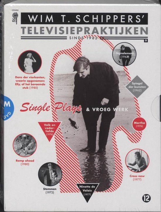 DVD box set van Wim T. Schippers' Televisiepraktijken, met een zwart-witfoto van Schippers die een fles aan het uitgieten is. De set bevat 'Single Plays & Vroeg Werk'.