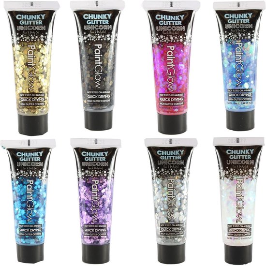 PaintGlow Chunky Glitter Unicorn Face&Body Gel Heart Breaker