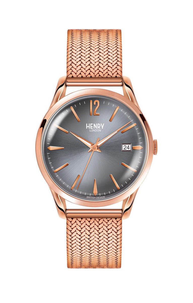 Henry London HL39-M-0118 - Horloge - Staal - Rosékleurig - Ø 39 mm