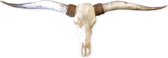 Longhoorn Skull Gegraveerd - Wanddecoratie - Landelijk - Western - 150 cm