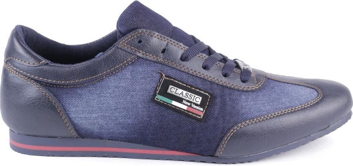 Scharnier kat gazon Manzotti Italiaanse style heren lage denim sneakers blauw | Maat 43 |  bol.com