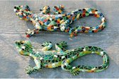 Kleurrijke hagedissen - set van 2 stuks muurdecoratie salamander gekleurd mozaïek
