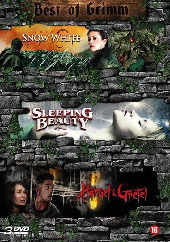 Best of Grimm DVD-box met covers van Sneeuwwitje, Doornroosje en Hans en Grietje.