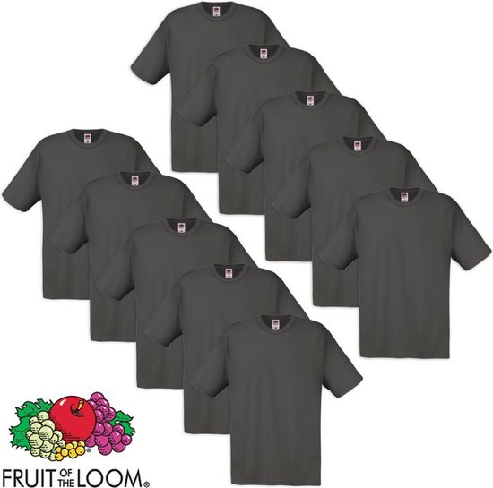 Fruit of the Loom T-shirt 100% katoen 10 stuks Grafiet Maat XL