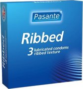 Pasante Ribbed condooms 3st met glijmiddel | Ribbel Condooms