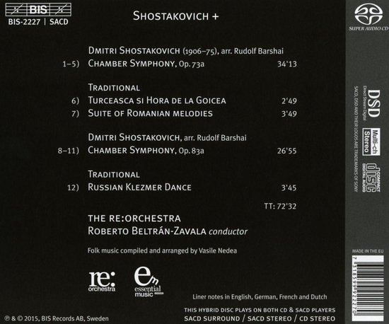 The re:orchestra, Roberto Beltán-Zavala - Shostakovich: Chamber Symphonies Op. 73A & 83A And East European Folk Tunes (SACD)