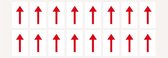 Richtingspijl voor magazijnen en machines, 20 kaarten Wit, rood 16 stuks 25 mm