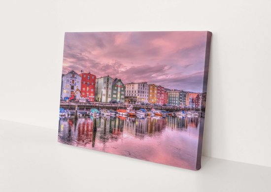 Trondheim | Noorwegen | Steden | Canvasdoek | Wanddecoratie | 90CM x 60CM | Schilderij | Foto op canvas