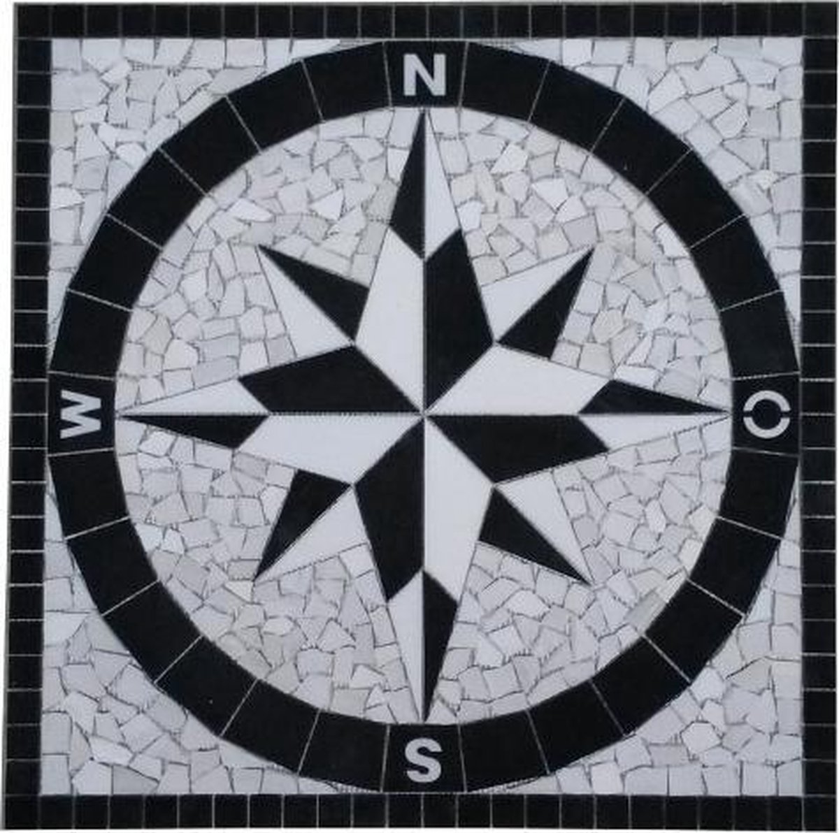 Mozaiek tegel 049 medallion windroos 90 x 90