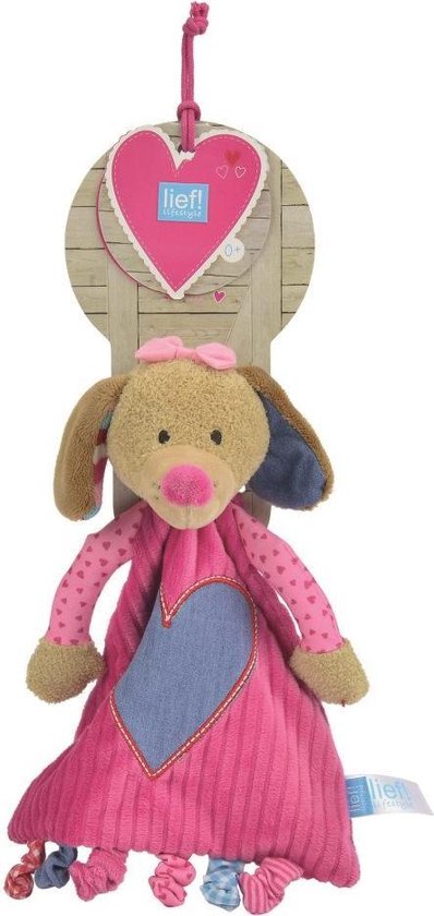 knoflook ruw Duiker Lief! knuffeldoekje hond roze met hart knuffeldoekje hond roze met hart |  bol.com