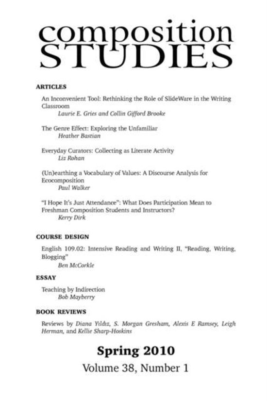 Composition Studies 38.1 (Spring 2010) - cover