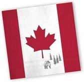 20x Canada landen vlag thema servetten 33 x 33 cm - Papieren wegwerp servetjes - Canadees/Canadese vlag feestartikelen - Landen decoratie