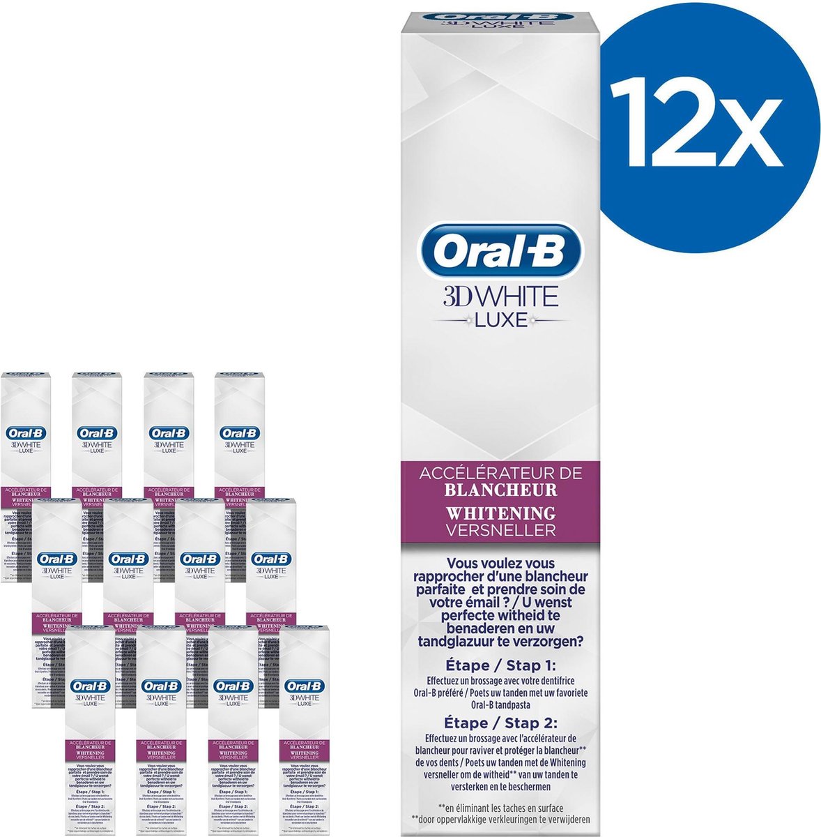 Oral B 3DWhite Luxe Versneller - Voordeelverpakking 12x75ml - | bol.com
