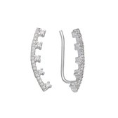 Classics&More oorbellen - earcuffs - oorklimmer - zilver - gerodineerd - blad - zirkonia