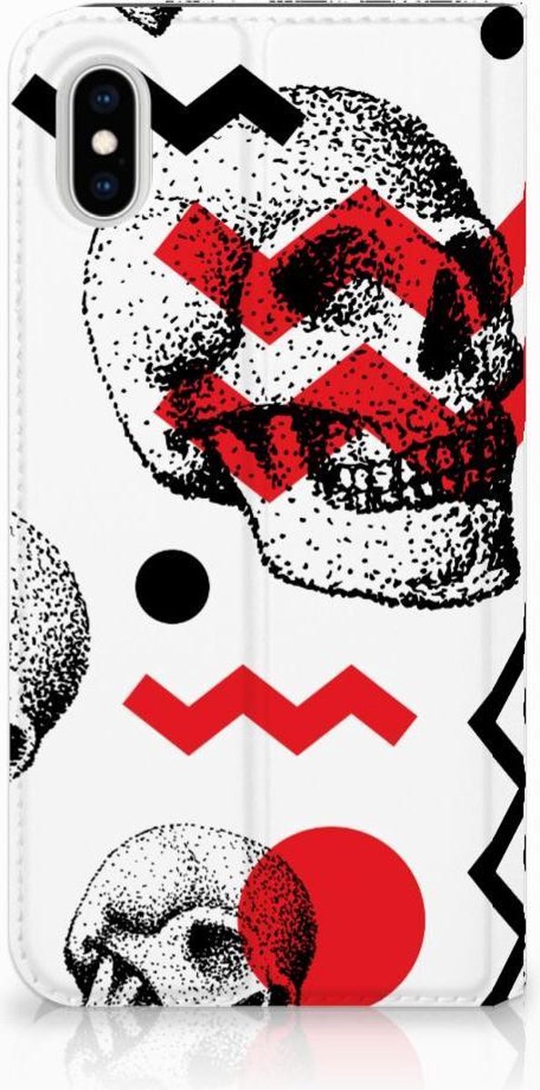 Mobiel BookCase Apple iPhone Xs Max Skull Red