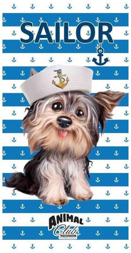Animal Pictures Sailor Dog - Strandlaken - 70 x 140 cm - Blauw