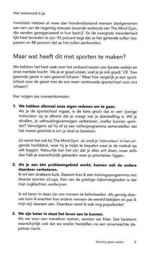 Pagina met tekst over de voordelen van 'The Mind Gym' en hoe het kan helpen bij sportprestaties.