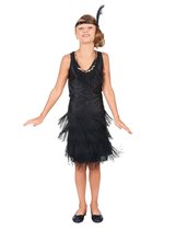 PALAMON - Zwart Charleston kostuum voor meisjes - 128 (5-7 jaar)