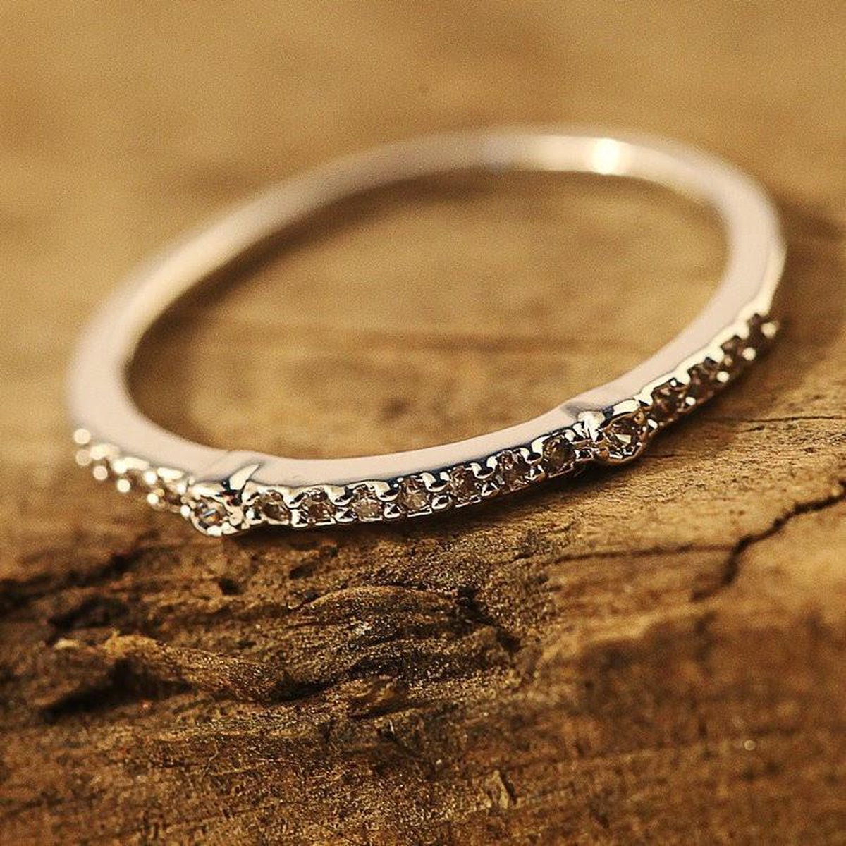 Fate Jewellery Ring FJ133 - 19mm - Witverguld met zirkonia kristallen