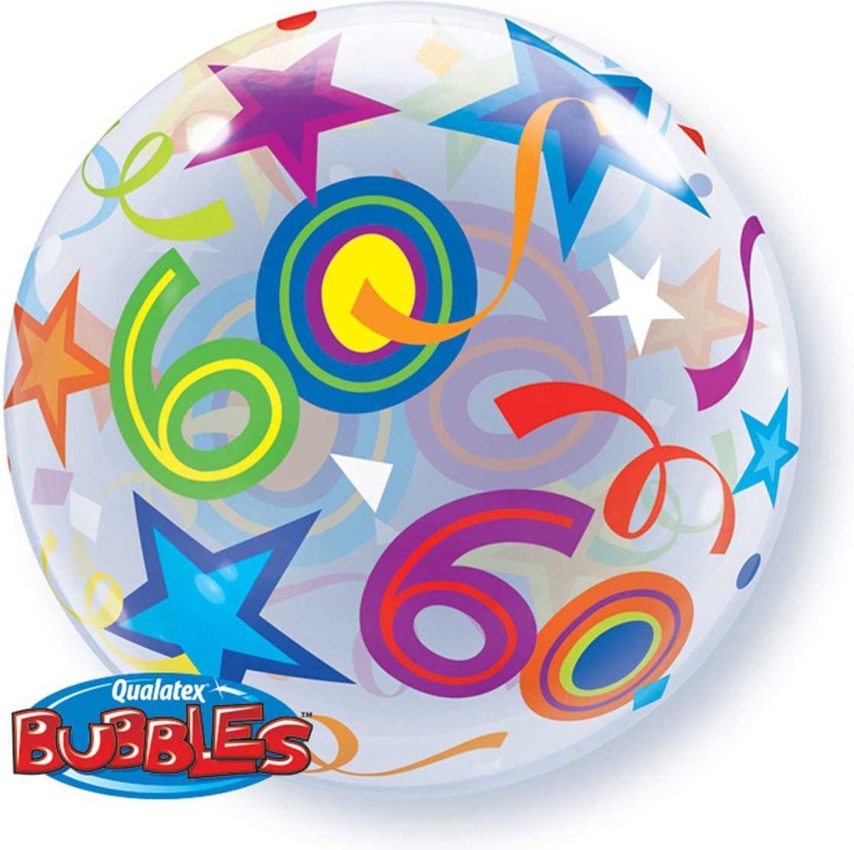 Qualatex - Folieballon - Bubbles - 60 Jaar - Zonder vulling - 56cm