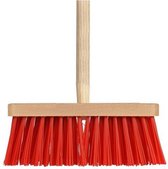 Green Arrow Straatbezem Rood met Houten Steel