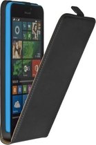 Zwart Microsoft Lumia 640 XL Lederen Flip case case Telefoonhoesje