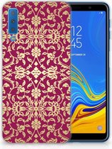 Geschikt voor Samsung Galaxy A7 (2018) TPU Siliconen Hoesje Design Barok Pink