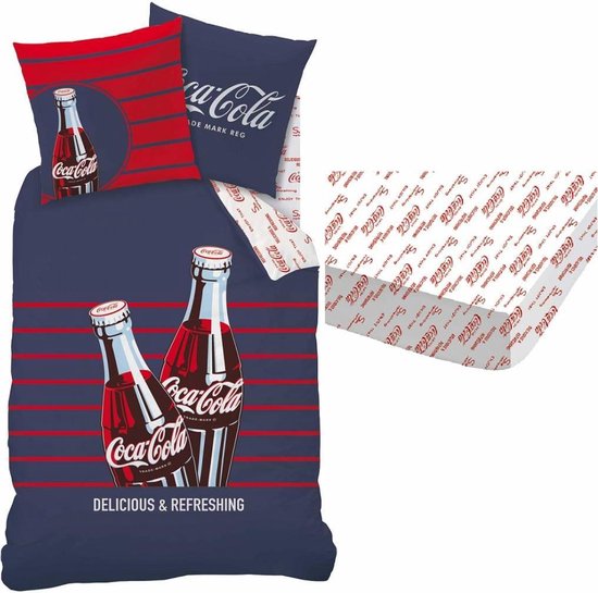verstoring Ziektecijfers scherp Coca Cola Lines - Dekbedovertrek - Eenpersoons - 140 x 200 cm - Multi -  Inclusief... | bol.com