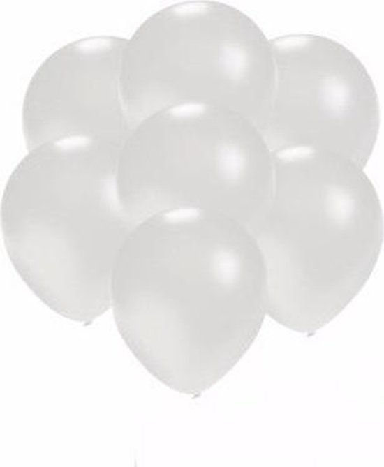 Kleine ballonnen wit metallic 200 stuks