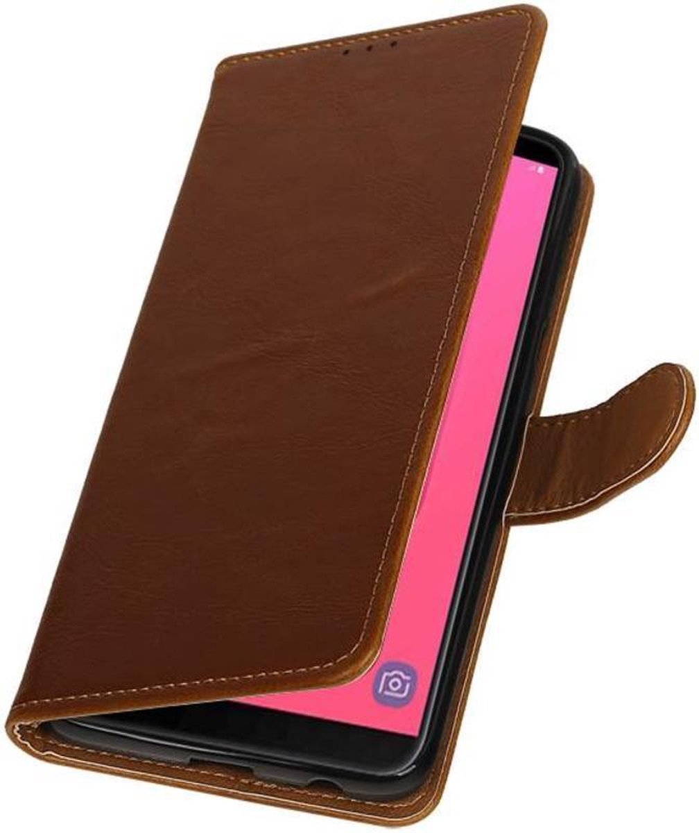 Bruin Pull-Up Booktype Hoesje voor Samsung Galaxy J8