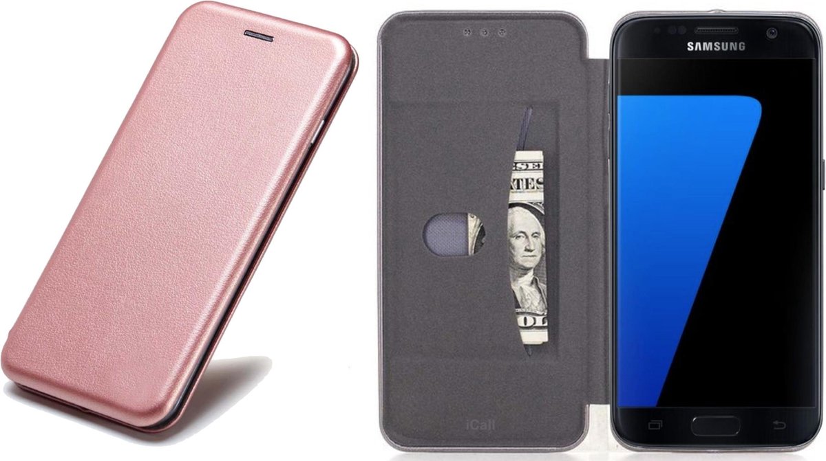 Hoesje geschikt voor Samsung Galaxy S7 - Book Case Kunstleer ThinShield Roségoud
