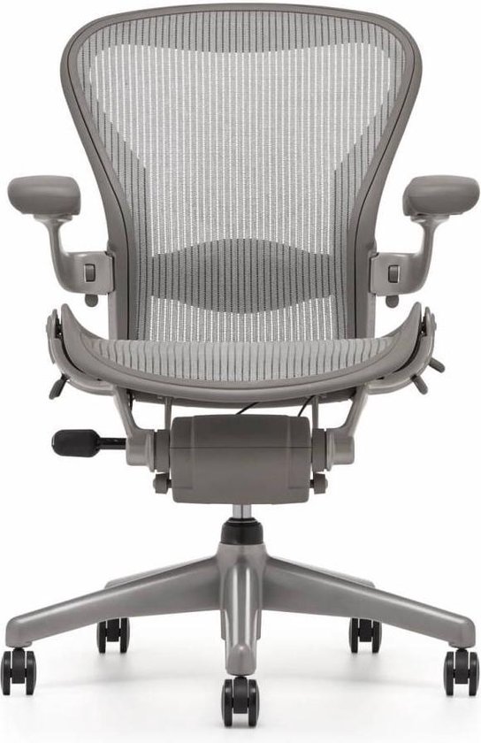 Leonardoda voorwoord arm Refurbished Herman Miller Aeron Classic Chair bureaustoel - Smoke /  Titanium | bol.com