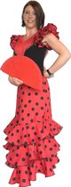 Spaanse jurk - Flamenco jurk Deluxe - Rood Zwart - Maat 44 - Volwassenen - Verkleed jurk