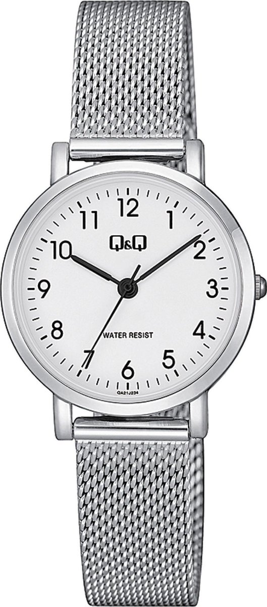 Mooi zilverkleurig QQ dames horloge QA21J234