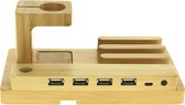 United Entertainment - USB Laadstation/Houder voor Telefoon, iPad en Horloge - Bamboe