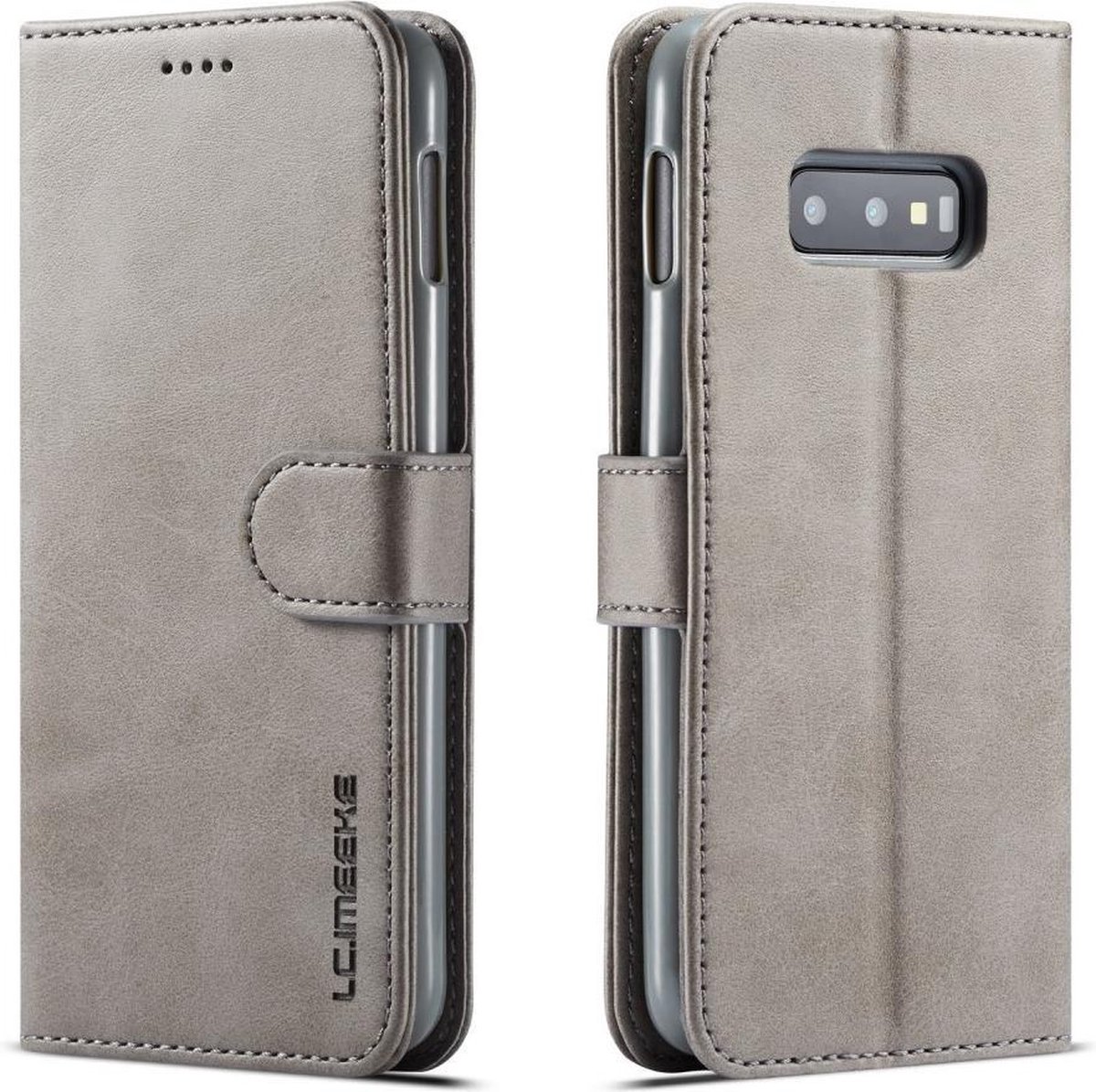 LC.IMEEKE Luxe Book Case - Geschikt voor Samsung Galaxy S10e Hoesje - Grijs