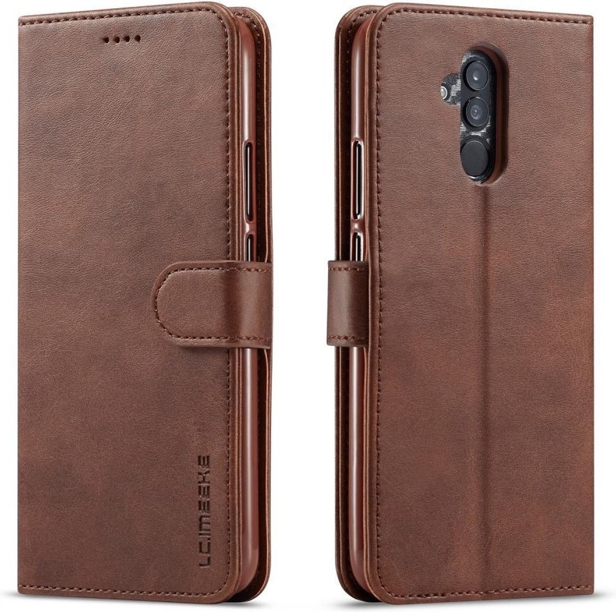 LC.IMEEKE Luxe Book Case - Geschikt voor Huawei Mate 20 Lite Hoesje - Donkerbruin