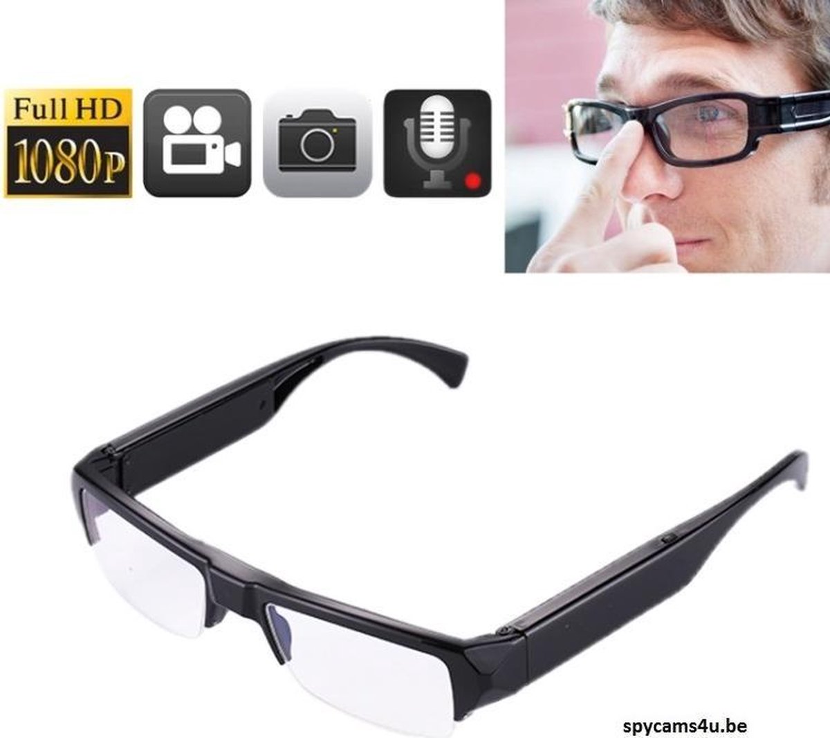 Bril met verborgen camera - Bril met camera en microfoon - Bril met spy  camera | bol.com