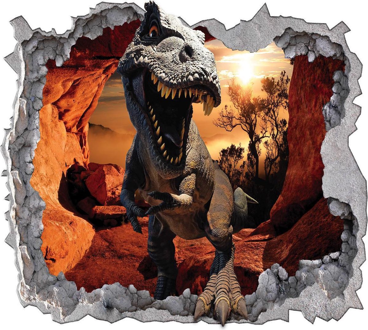 Dinosaurus Fotobehang XXL - 368 x 254 cm - T-Rex - Rood