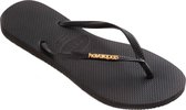 Havaianas Slim Logo Dames Slippers - Black/Gold - Maat 35/36