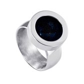 Quiges RVS Schroefsysteem Ring Zilverkleurig Glans 17mm met Verwisselbare Zandsteen Blauw 12mm Mini Munt