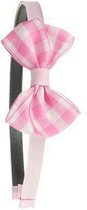 Diadeem met roze geruite strik voor kind / meisje