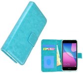 Wallet Bookcase Puleder Hoesje voor Huawei Y6 Pro 2017 - Turquoise Fashion