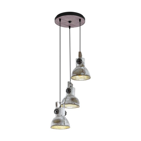 EGLO Barnstaple - hanglamp - 3-lichts - E27 - bruin-patina/black/oud-zink-look