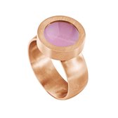 Quiges RVS Schroefsysteem Ring Rosékleurig Mat 20mm met Verwisselbare Cat's Eye Roze 12mm Mini Munt