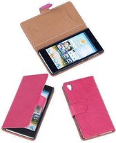 BestCases Fuchsia Luxe Echt Lederen Booktype Hoesje Sony Xperia Z1