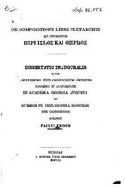 De Compositione Libri Plutarchei Qui Inscribitur Peri Isidos Kai Osiridos